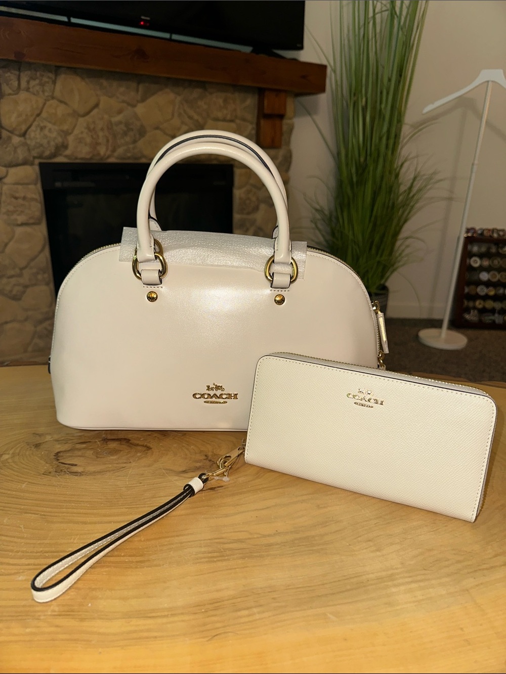 🤍🩷🤍COACH cream (chalk) Leather Dome Satchel NWT